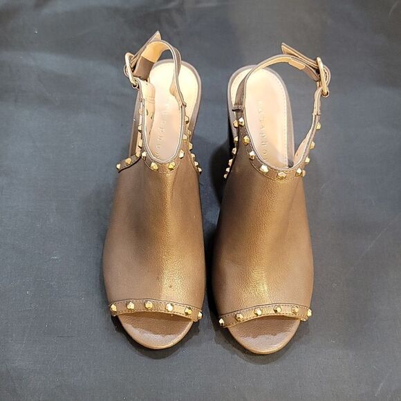 METAPHOR STUDDED SLINGBACK PEEP TOE BLOCK HEEL SANDAL - Picture 2 of 14